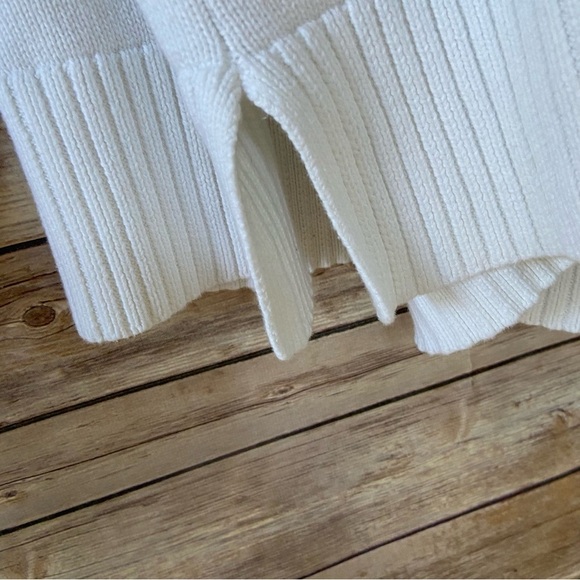 Martha Stewart Hooded White Sweater V Neck Large Pull Over Beachy Chunky - Picture 3 of 9